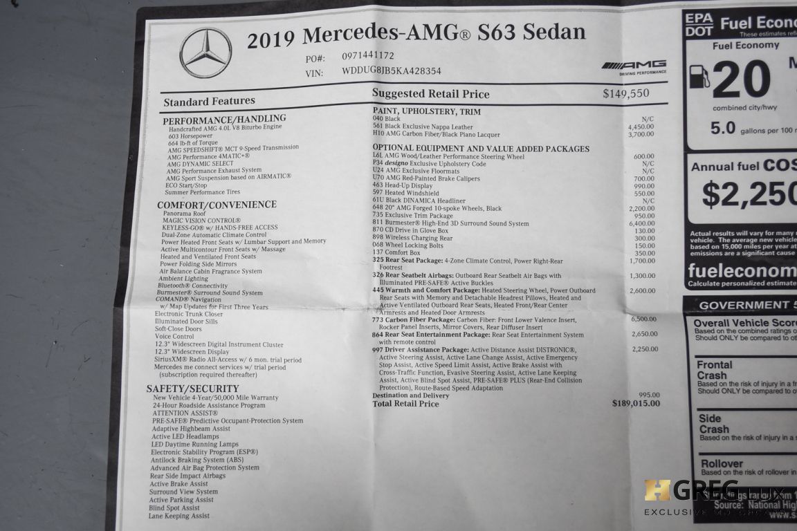 2019 Mercedes Benz S Class AMG S 63 #61