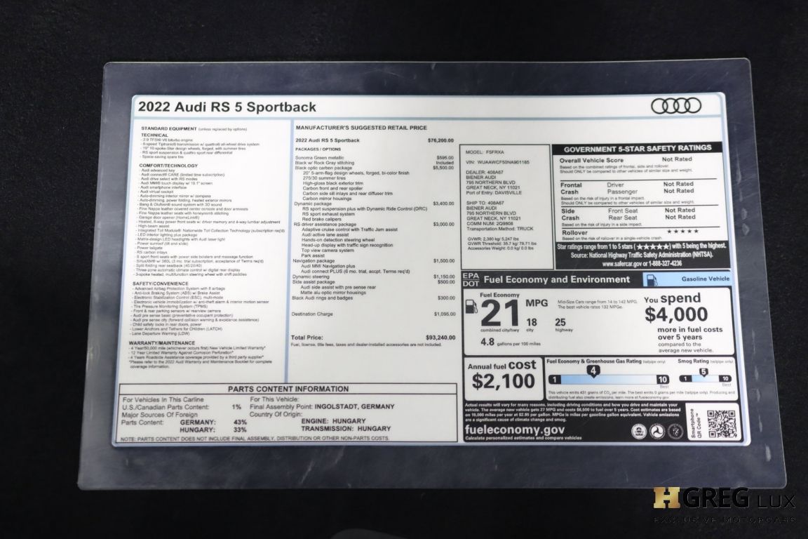 2022 Audi RS 5 Sportback 2.9T #51